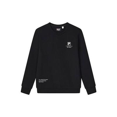 Fila Prosta Komfortowa Podstawowa Codzienna Bluza z Dzianiny z Logo Męska bluza Czarna F11M248205F-BK