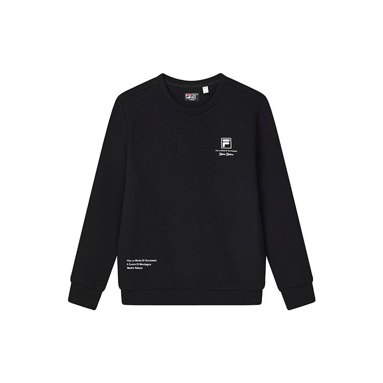 FILA Simple Comfortable Basic Casual Logo Knit Pullover Sweatshirt Men sweatshirt Black F11M248205F-BK