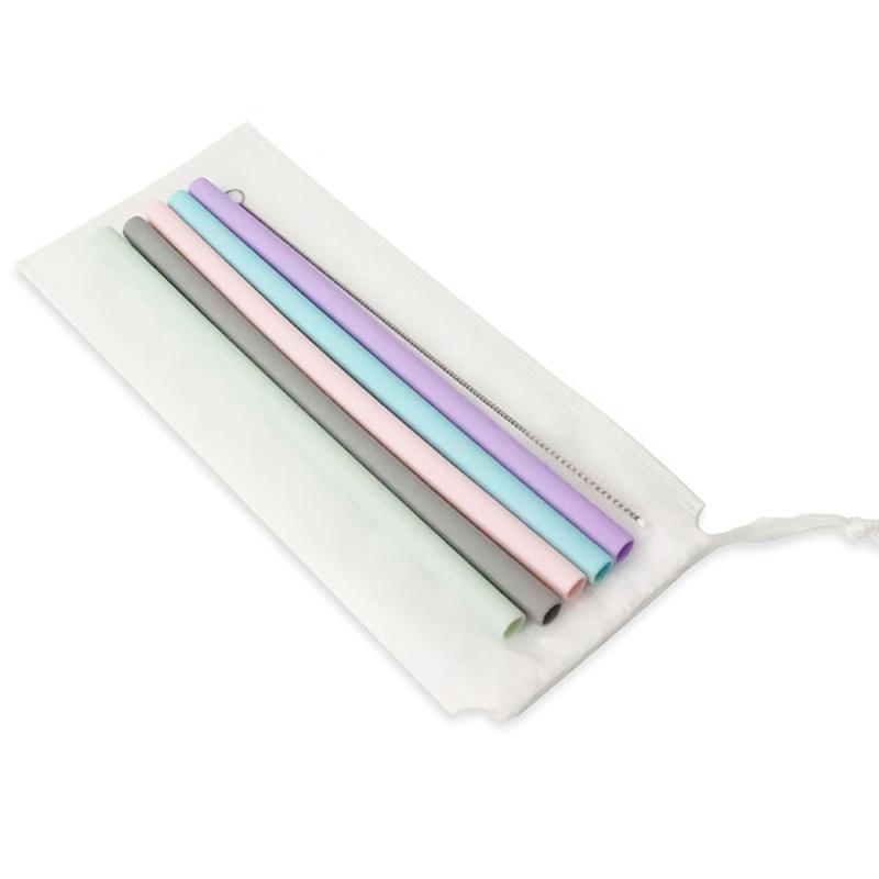 

5 Pcs Reusable Silicone Straws with Bendable Tips Completely Safe For Kids Gift