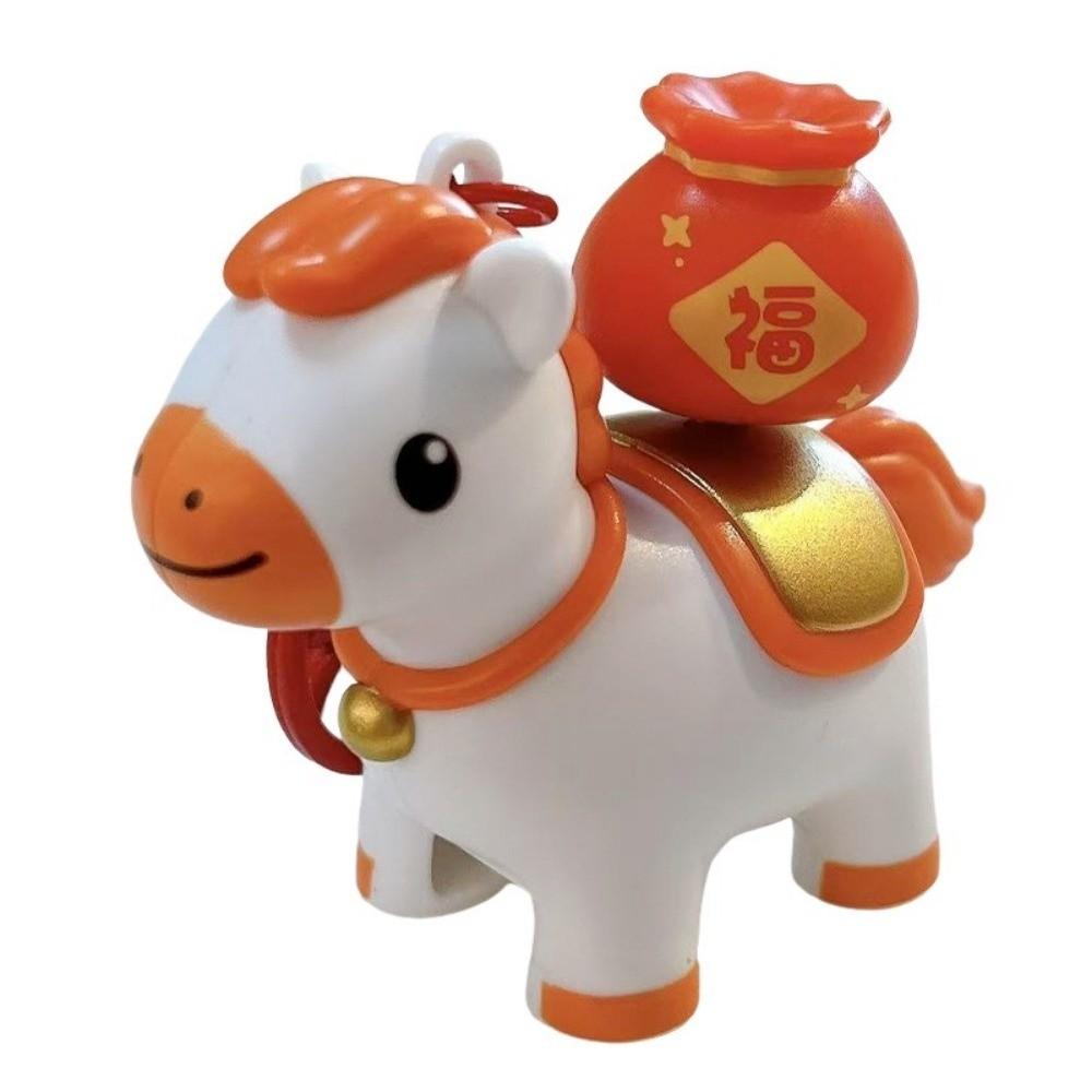 DIY Craft Horse Keychain Press To Rotate Bag Pendant Kawaii Zodiac Pony Keyring  Lucky Gift