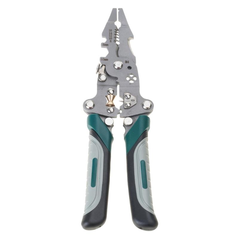

Multifunctional Cable Cutter Crimping Tool Folding Wire Stripper Pliers with Pulley Design for Precisions and Durability 1