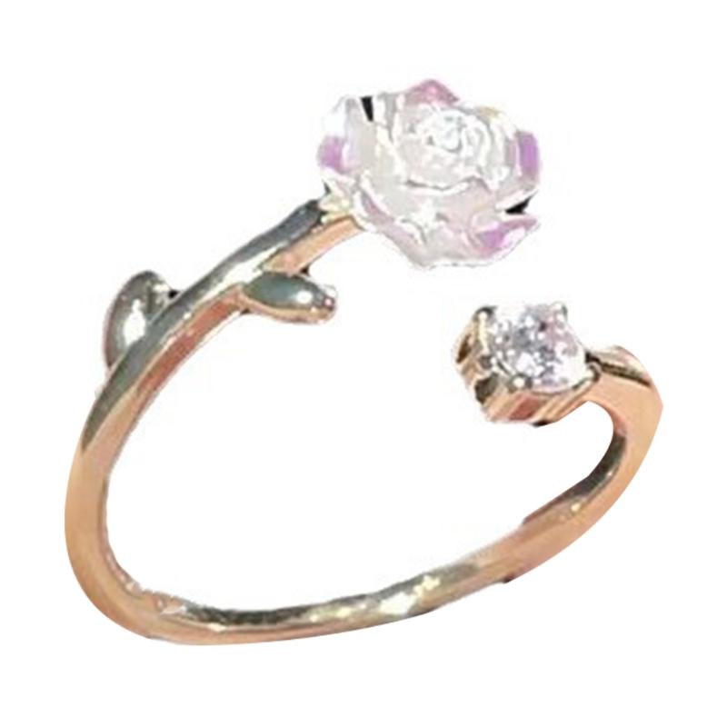 

Elegant Rose Pattern Adjustable Ring with Cubic Zirconia Finger Jewelry For Women Girls Stylish Daily Wear Accessory 1