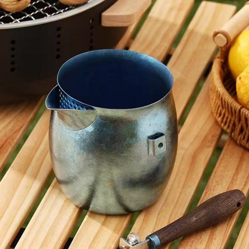Handcrafted Boiling Pot Pure Titanium Handheld Retro 1 L Coffee Kettle Thickened Handle Home Use Water Offering Kettle Tea Pot