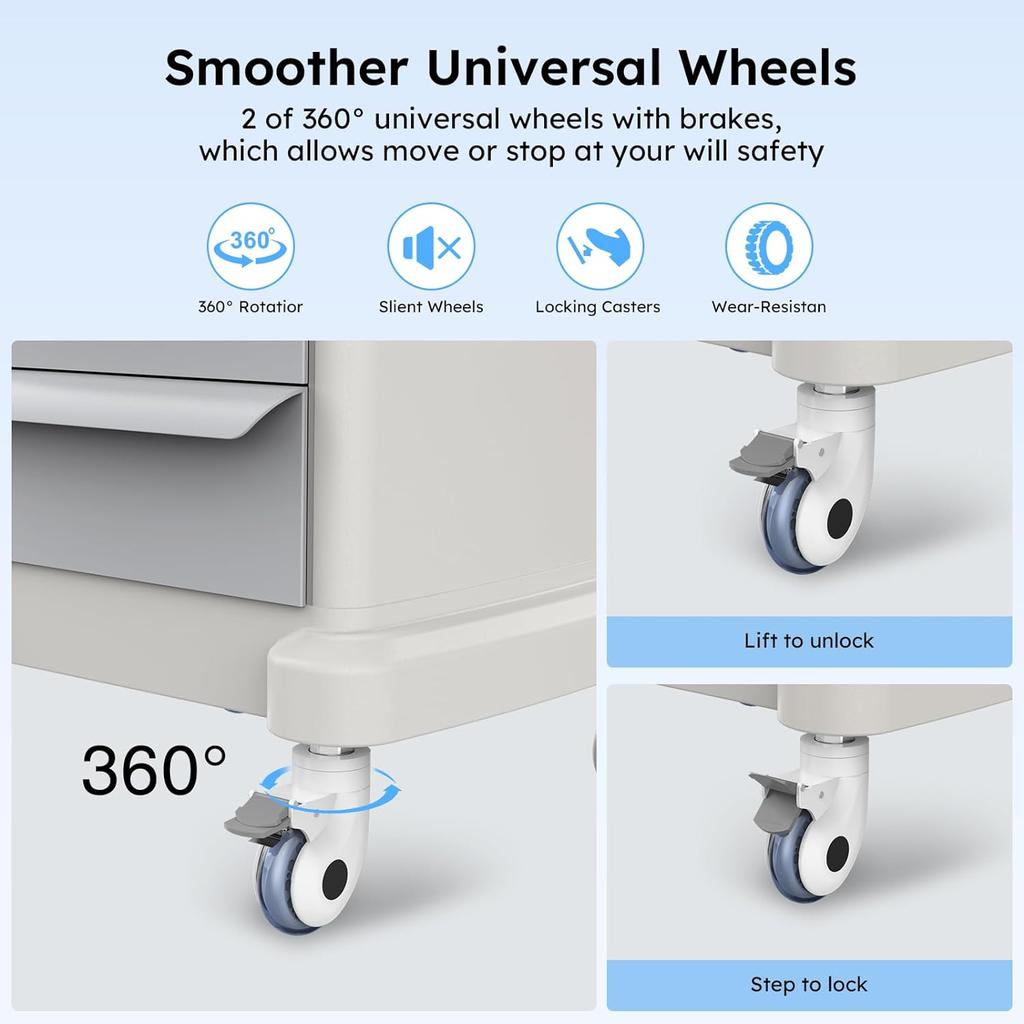 Mobile Ultrasound Cart for Ultrasound Imaging Scanner Medical Trolley Cart Beauty Storage Cart 110LBS Load for Clinic SPA Office