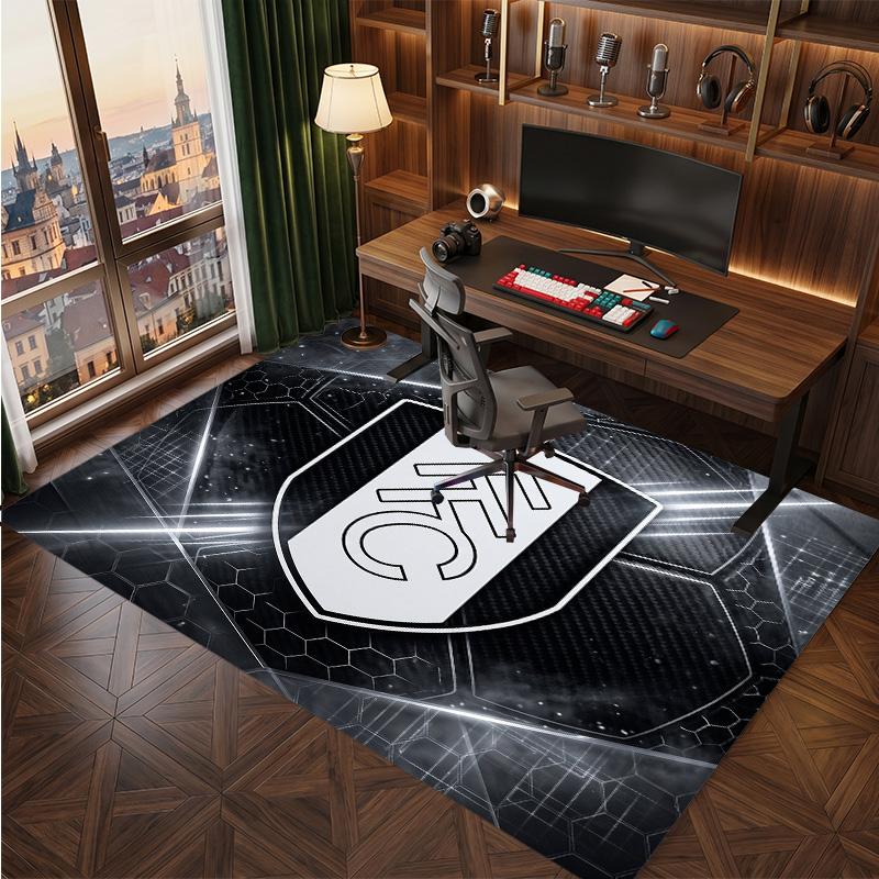 Fulham Football Print Crystal Velvet Rug, Comfortable Water Absorbent Non Slip Indoor Floor Carpet