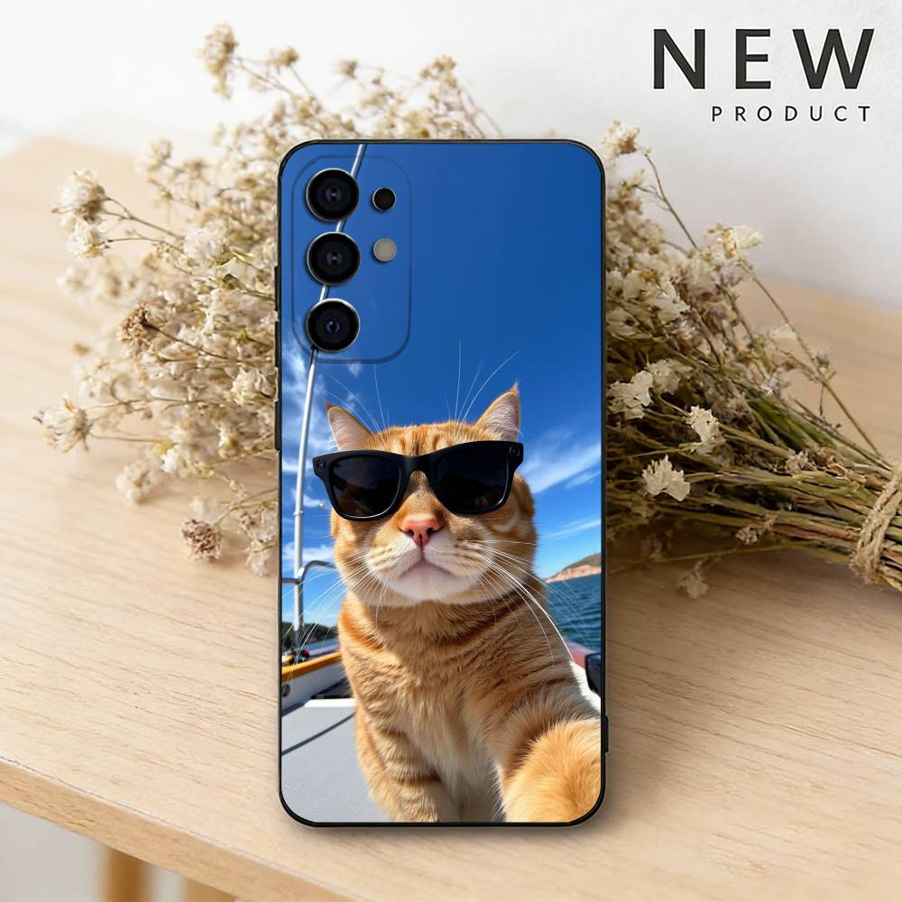 

Cute Cool Sunglasses Cat Phone Case For Samsung S26,25,24,23,22,21,20,30,Ultra,Plus,Fe,Lite Black Shell Samsung S21lite
