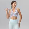 Halterneck Cross Strap Printing Yoga Clothing Top Women's Sexy Beauty Strap Chest Pad Fixed One-Piece Cup Sports Vest