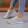 fashion New Women'S Casual Flash Mesh Flat Shoes Woman Sequin Vulcanized Shoes Lace Up Sports Female Outdoor Sports Running Shoes