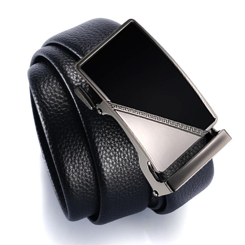 New Style of Men's Leather Belt  Cowhide Belt  Middle Aged and Young Alloy Automatic Buckle  High End Business Belt  Men