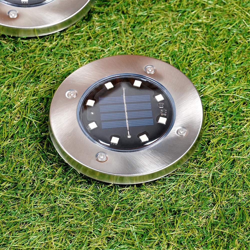 Solar LED garden lamps, steel, driven in, 11.5 cm, 12 pcs.