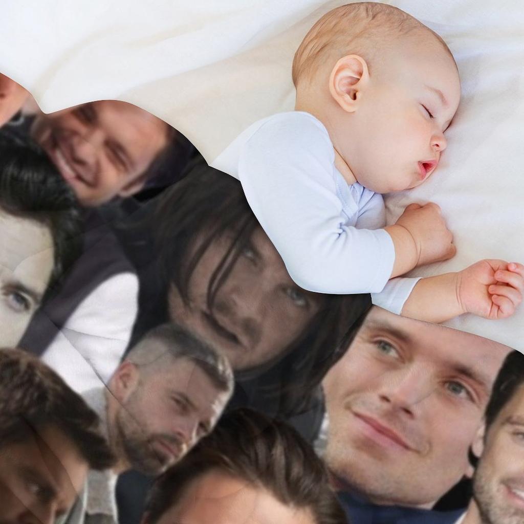 Sebastian Stan Photo Collage Throw Blanket manga Shaggy Decoratives anime Blankets