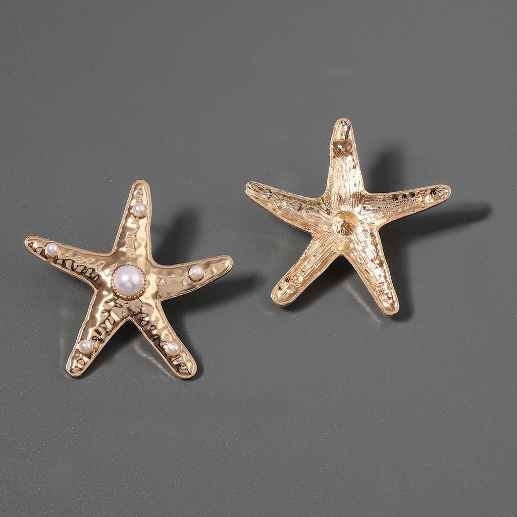 European and American new simple personalized vacation style temperament starfish alloy pearl stud earrings versatile fashion earrings