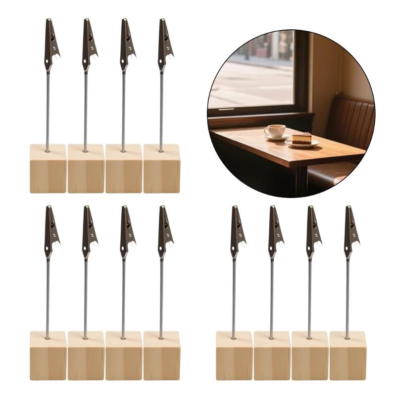 12 Pcs Place Card Holders Standing Photo Stand with Clips Card Stand for Home Office House Decoration