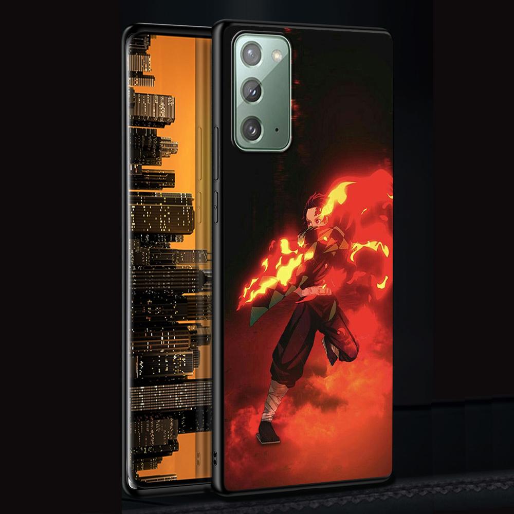 Demon Slayer Case for Samsung Galaxy Note 20 Ultra 10 Lite 9 8 A53 A52 A12 S22 S21 FE S20 Plus Silicone Black Anime Phone Cover