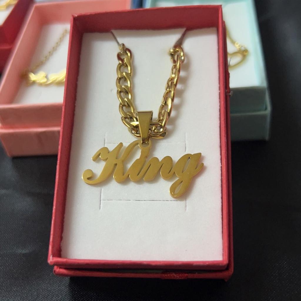 Atoztide 5cm Personalized Custom Name Necklaces for Women Men Stainless Steel Pendant Choker Cuban Chain Birthday Jewelry Gift