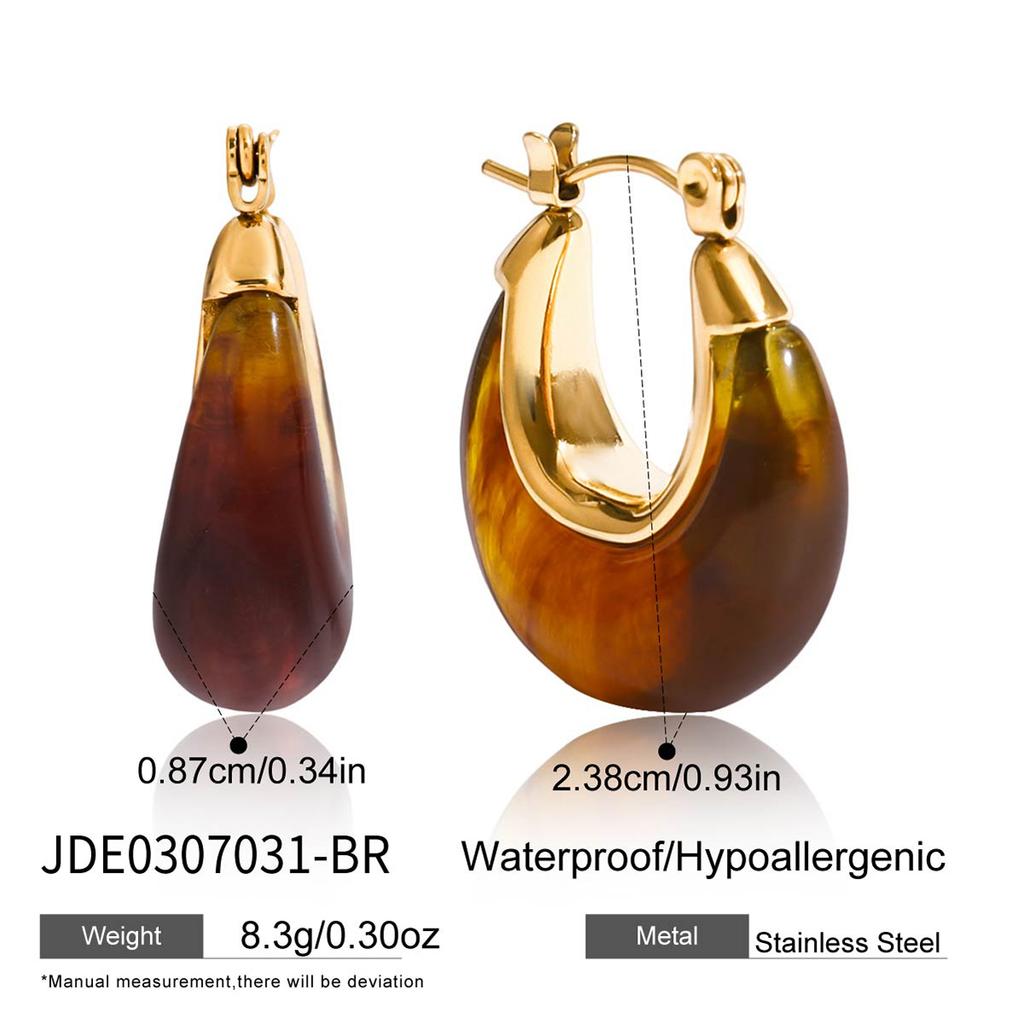 Youthway Vintage Resin Drop Earrings For Women Minimalist  Gold Plated Stainless Steel Earrings Simple Fashion Jewelry Gift