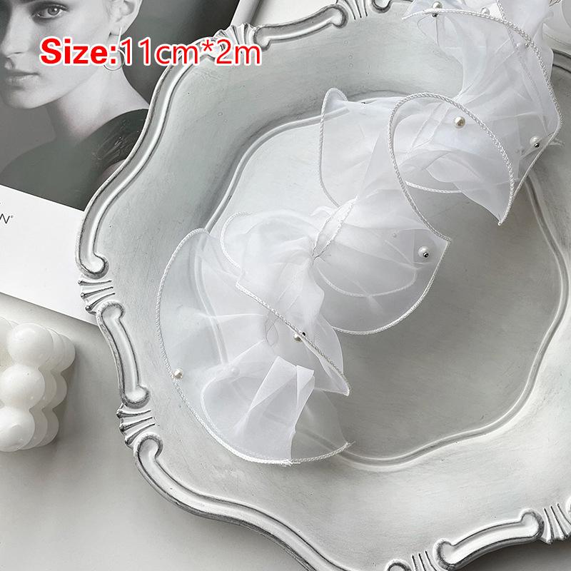 2 Meters Flower Lace Pearl Fabric Edge Gauze Diy Crafting Supply 11Cm Wide Gift Package Flower Packaging Flower Shop Supplies