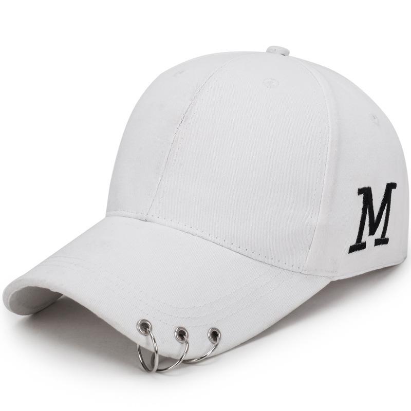 Trendy Sun Hat for Women Baseball Hat with A Ring Embroidered M Letter and Iron Ring for Men