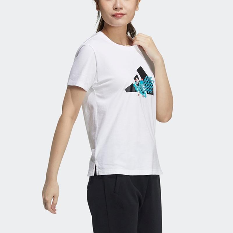 Adidas Cny Series Spring Festival Theme Printed Training Sports Crew Neck Vintage Short Sleeve T-Shirt Women Tops White GP0705