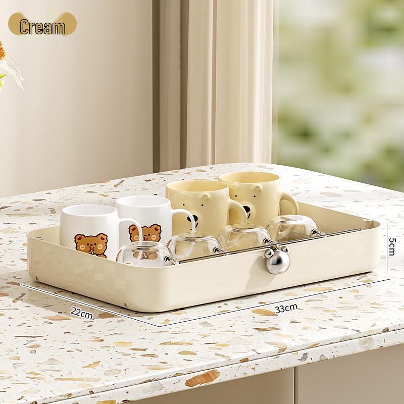 Light Luxury Cup Holder Rack - Large Capacity Kitchen & Living Room Storage with Drain Tray