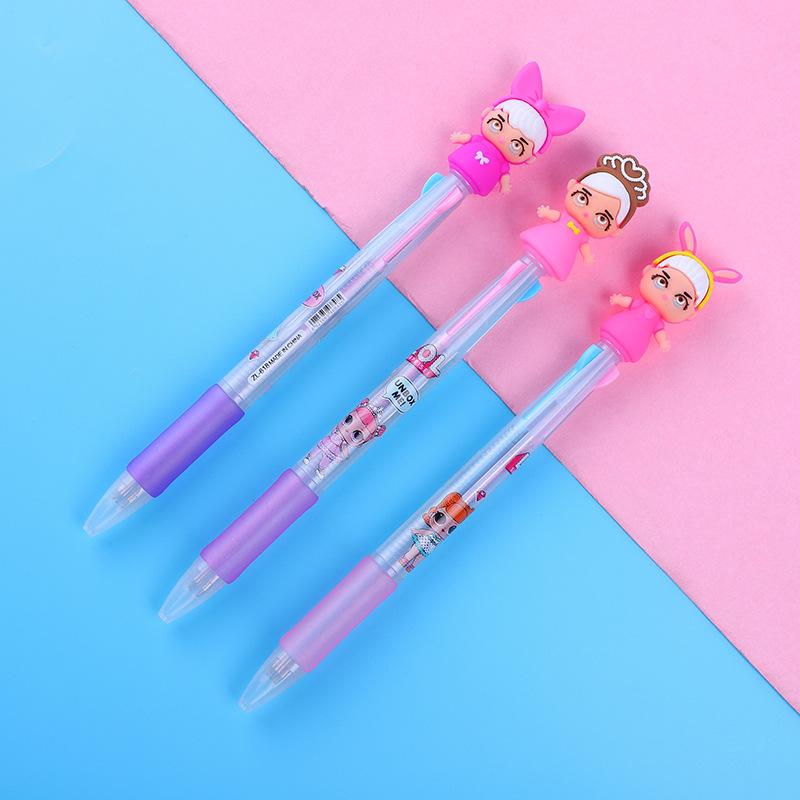 1Pc Cute Cartoon Multicolor Ballpoint Pens Kawaii Unicorn Swan Portable 3 Color Pen Writing School Stationery Office Supplies Back To School Season