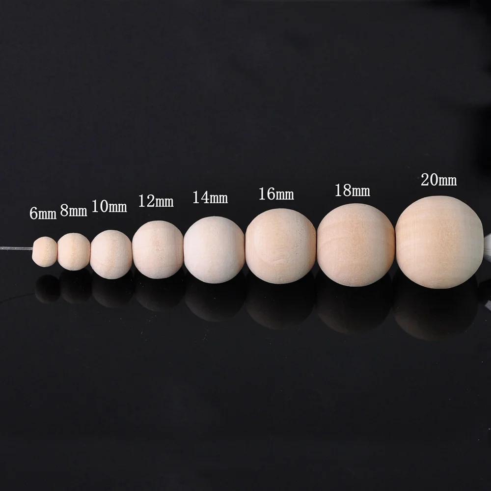 4mm 6mm 8mm 10mm 12mm 14mm 16mm 18mm 20mm 25mm Round Natural Wood Loose Beads for DIY Crafts Woodcraft Jewelry Bracelet Making Accessories