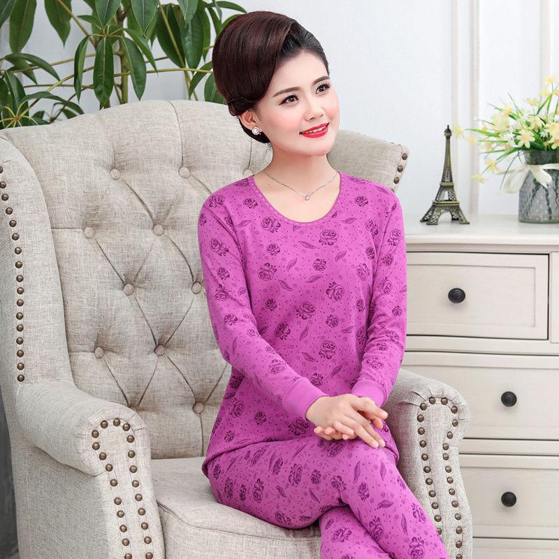 A High-neck, Thin and Large-sized Cotton Sweater Set for Middle-aged and Elderly Women In Thermal Underwear