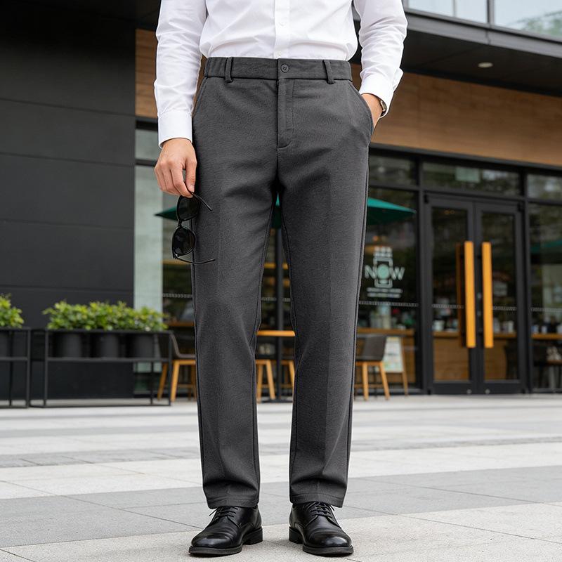 Mens Gray Herringbone Straight Leg Business Casual Dress Pants