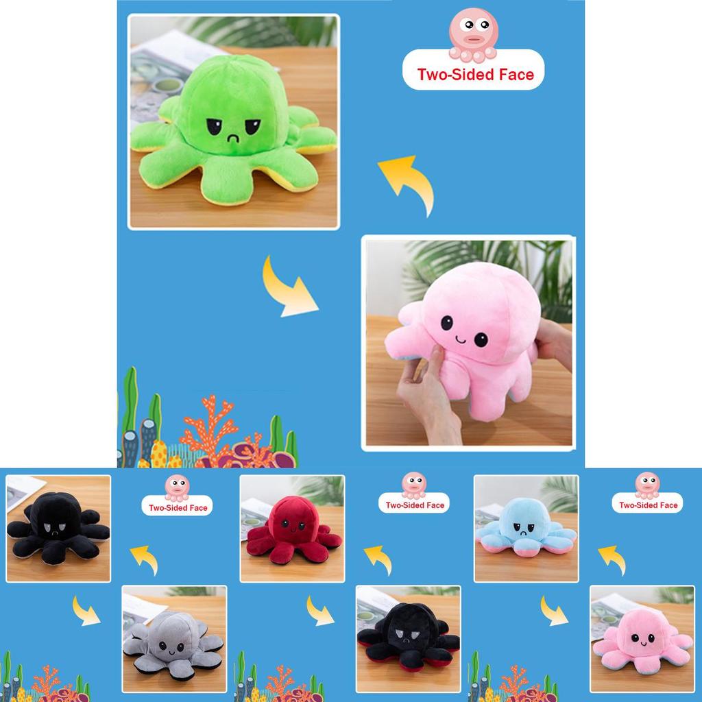 Ultra-soft Double-sided Octopus Plush Toy With Realistic Expressions For Endless Fun