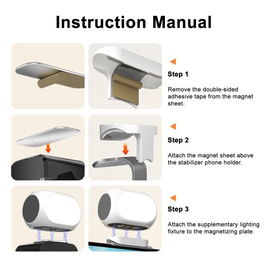 Yousheng Phone Gimbal Stabilizer Fill Light for DJI 3000K-6500K 3 Lighting Color 10-Level Brightness Adjustable Pocket Size Magnetic Smartphone Vlog