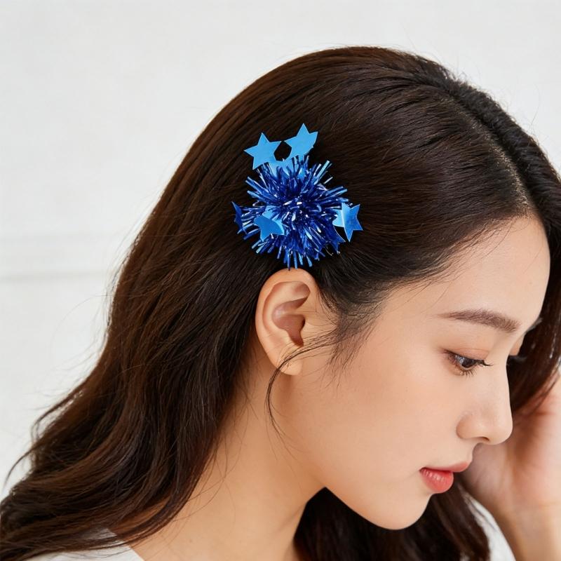 Hair Barrette Unique Patriotic Tinsel for Women Men Photo Props Western Hairpin Headwear Hair Ornaments