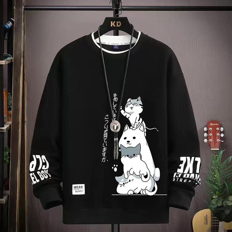 Spring Autumn Men Clothing Sweatshirt Harajuku O-Neck Long Sleeve Sweatshirt Men Casual Streetwear Hoodies Men