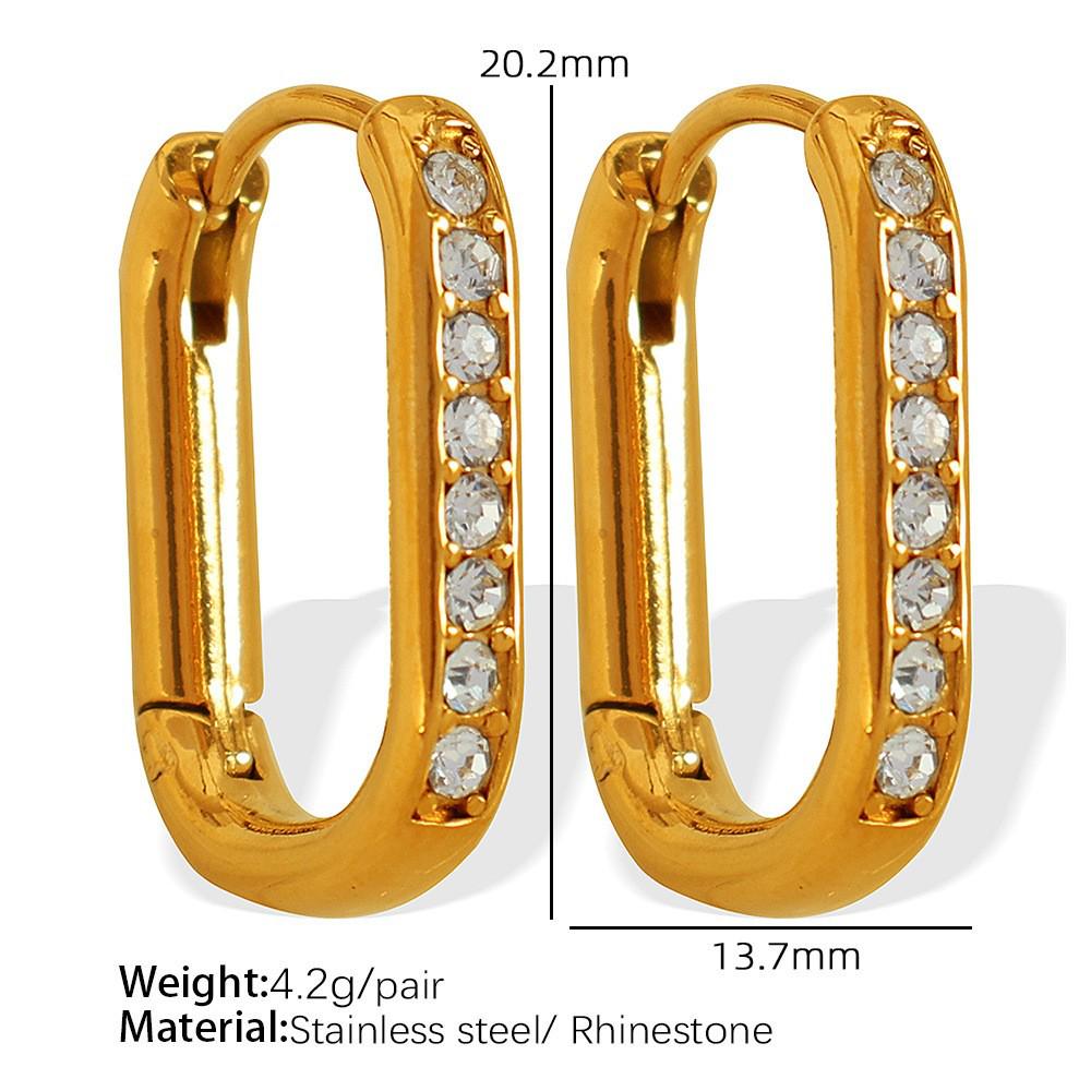 

Exquisite Geometric U-Shaped Versatile Oval Diamond Earrings for Women