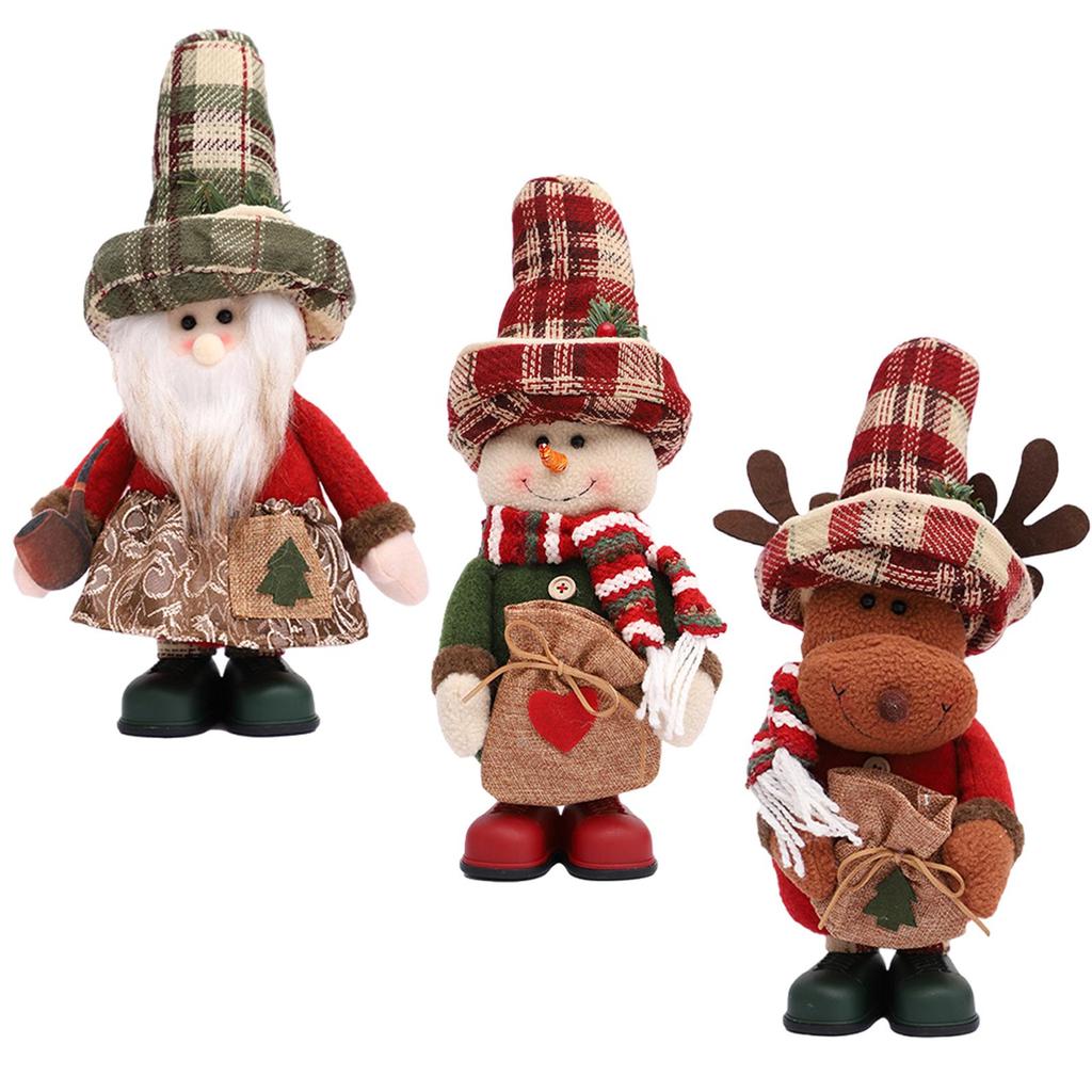 Plush Doll Stuffed Christmas Figurine Gift Xmas Standing Figurine Home Decoration for Holiday Bedroom Fireplace Office Decor