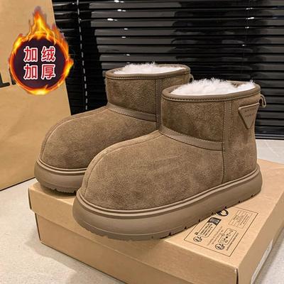 Sneeuwlaarzen met grote kop voor dames, verdikte katoenen schoenen met fluweel, winter 2025 nieuwe thermische schoenen, sneeuwkatoen sneeuwschoenen, broodschoenen
