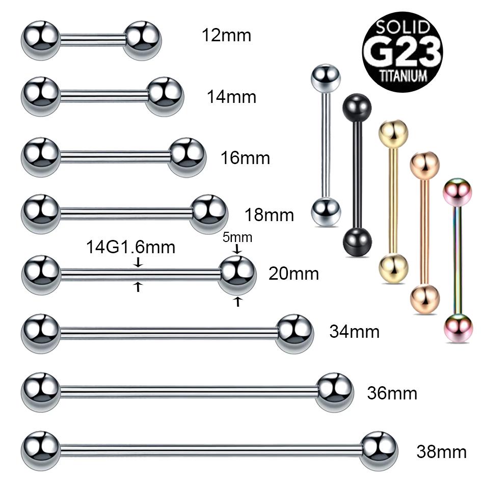 1Pc G23 Titanium Industrial Barbell Ring Tongue Nipple Bar Piercing Ear Tragus Helix Ear Piercing Body Women Jewelry 4-38mm