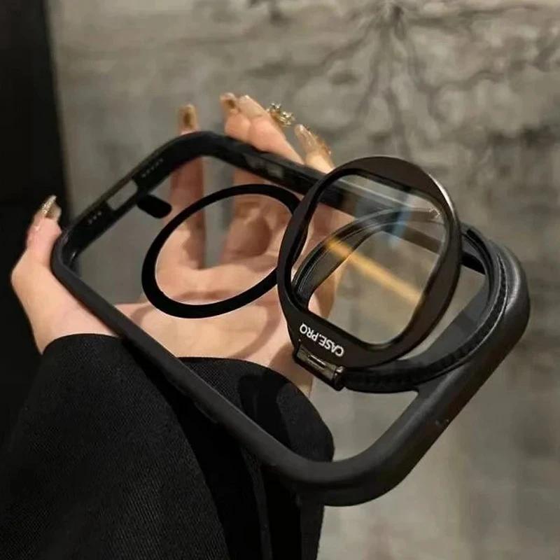 Luxury Transparent Phone Case For For Iphone 11 12 13 14 15 16 Pro Max Plus Magnetic Kickstand Stand Shockproof Bumper Cover