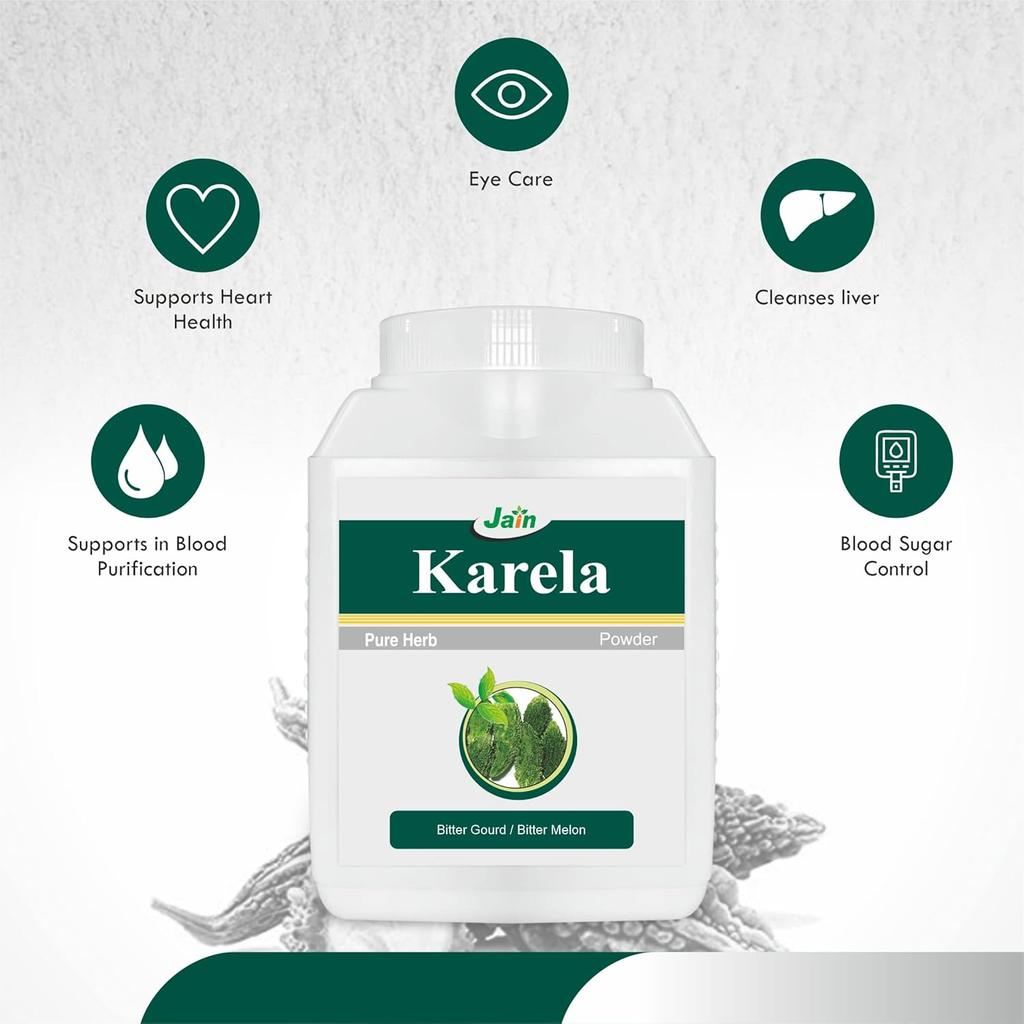 Jain Karela Powder 400 g Pack of 1 – Pure Natural Ayurvedic Bitter Gourd Supplement for Healthy Skin & Liver Support