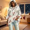 Women's Christmas Print Three-Quarter Sleeve Hooded Pullover Top