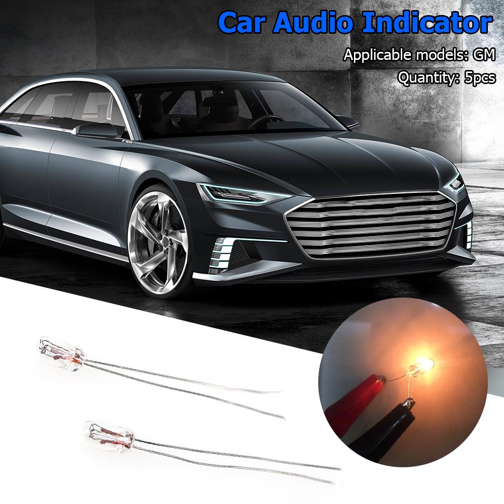 5pcs T3 14V 0.91W Car Instrument Panel Audio Gear Indicator Light Bulbs Amber
