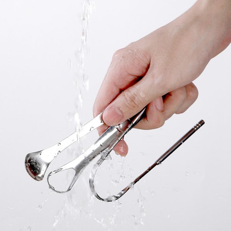 Tongue Scraper Set Tongue Brush Tongue Cleaner Tongue Toothbrush Reusable Portable Stainless Steel Fresh Breath Care Tool