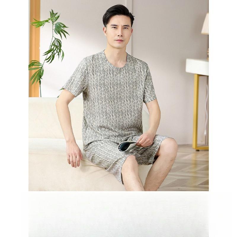 

Cotton Silk Men s Pullover, Grandpa s Home Wear Set, Cotton Silk Pajamas, Dad s Wear, Artificial Cotton Set 4XL