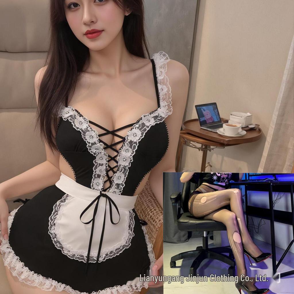 Seductive Japanese-Style Sheer Maid Lingerie with Quick-Release Robe