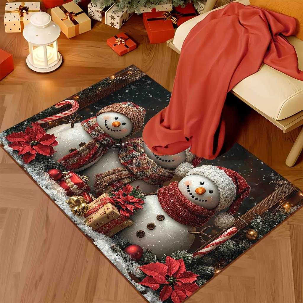 Snowman Welcome Carpet For Entrance, Living Room, Bathroom, Balcony Floor Mat, Christmas Gift Rug Home Decoration