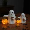 Halloween Pumpkin Ghost Coffee Night Light Cute 3D LED Spooky Ghost Statue Lamp Halloween Ghost Night Lamp for Home Decor
