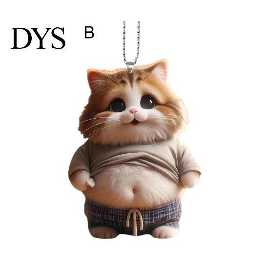 Fat Belly Cat Decor Automobile Pendant Car Ornament Lightweight Colorful Decoration Acrylic Hanging Mirror Windows Bags Striking