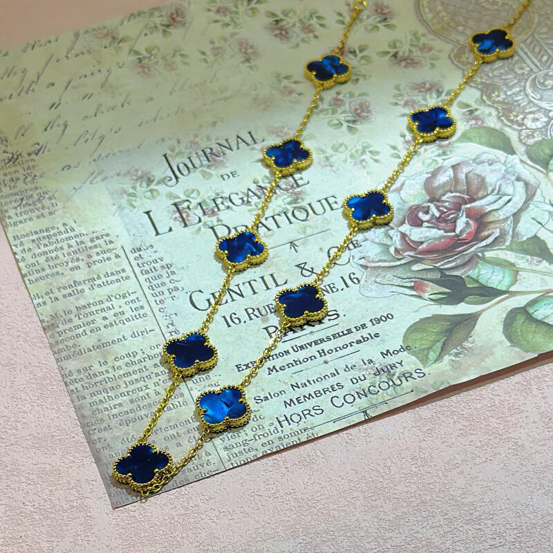 15MM High Version Ten Flower Four-leaf Clover Necklace 18k Double-sided Mother-of-pearl Four-leaf Clover Sweater Chain