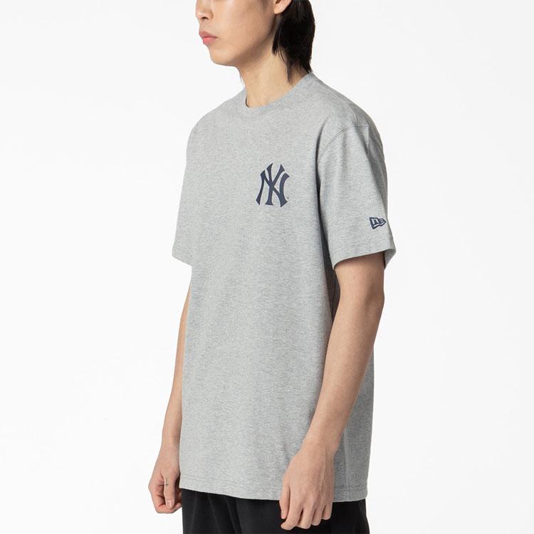 New Era MLB Hot Dog Letter Cartoon Print T-Shirt Unisex Tops Gray 12715375