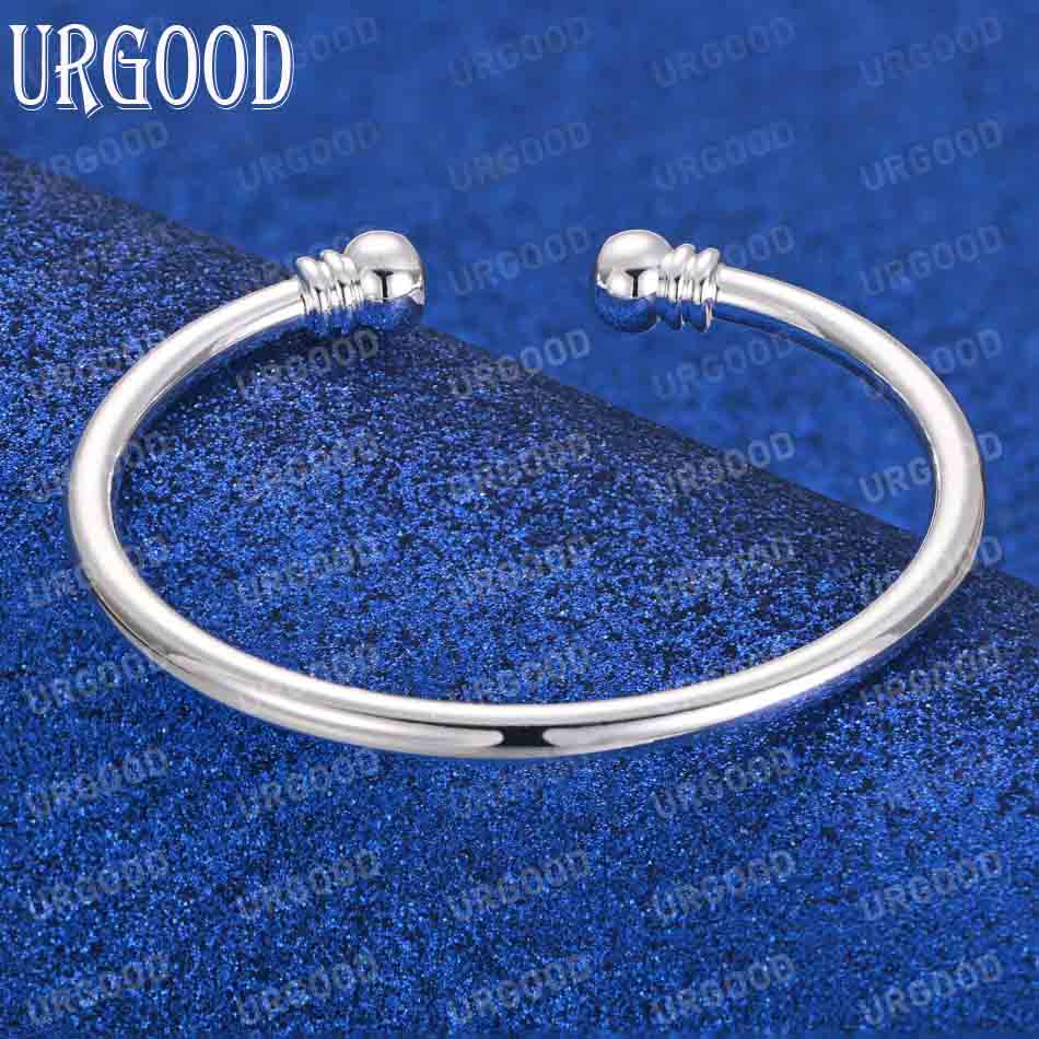 925 Sterling Silver Adjustable Circle Bangle Fashion Jewelry