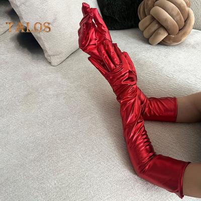 1 Pair Women Cosplay Gloves Coated Faux Leather Five Fingers Anti-slip Nightclub Stage Performance Pole Dance Mittens